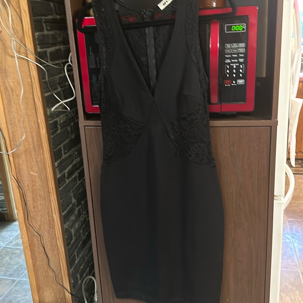 Black dress with crochet detail